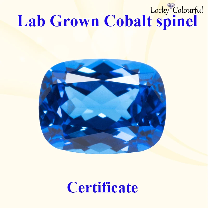 

Lab Grown Cobalt Spinel Rectangle Cushion Cut VVS1 Beads Charms Selectable AGL Certificate DIY Jewelry Making Necklace Materials