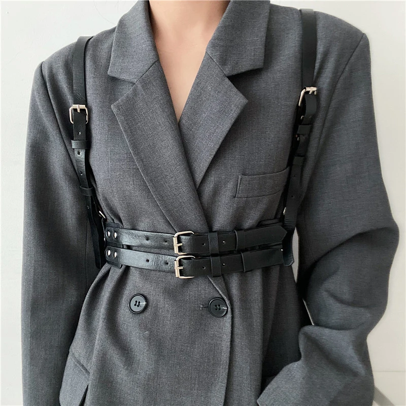 

Fashion Leather Belts For Women Waist Harness Body Bondage Suspenders Designer DJ Nightclub Punk Adjustable Dress Belt