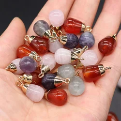 10pc Natural Stone Rose Quartzs Amethysts Pendant Charms Water Drop Shape Stone Pendant DIY for Necklace or Jewelry Making 10x14