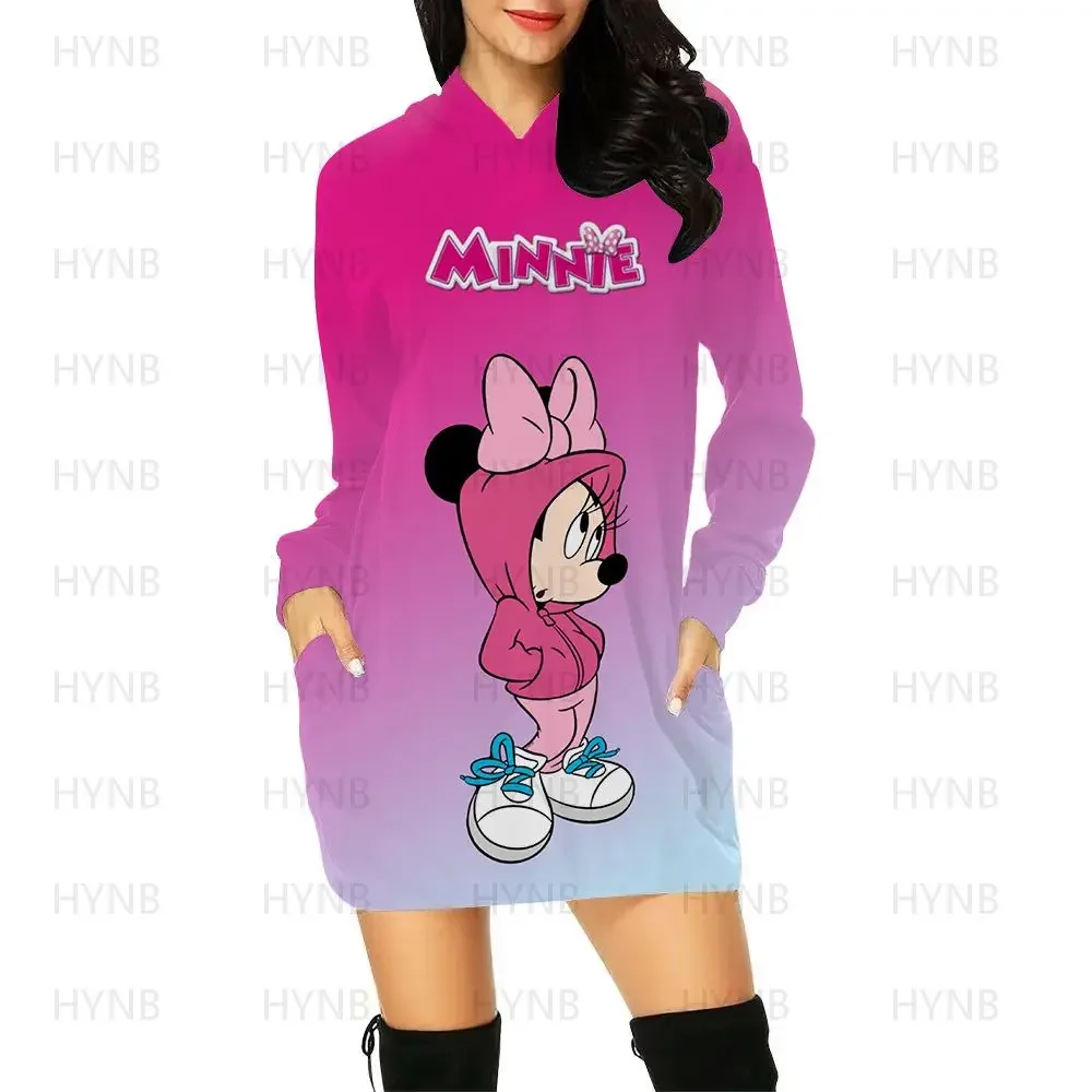 Sweater Dress Elegant Dresses for Women Hoodie Women's Party 2022 Minnie Mouse Sexy Mickey Long Sleeves Luxury Mini Disney Prom