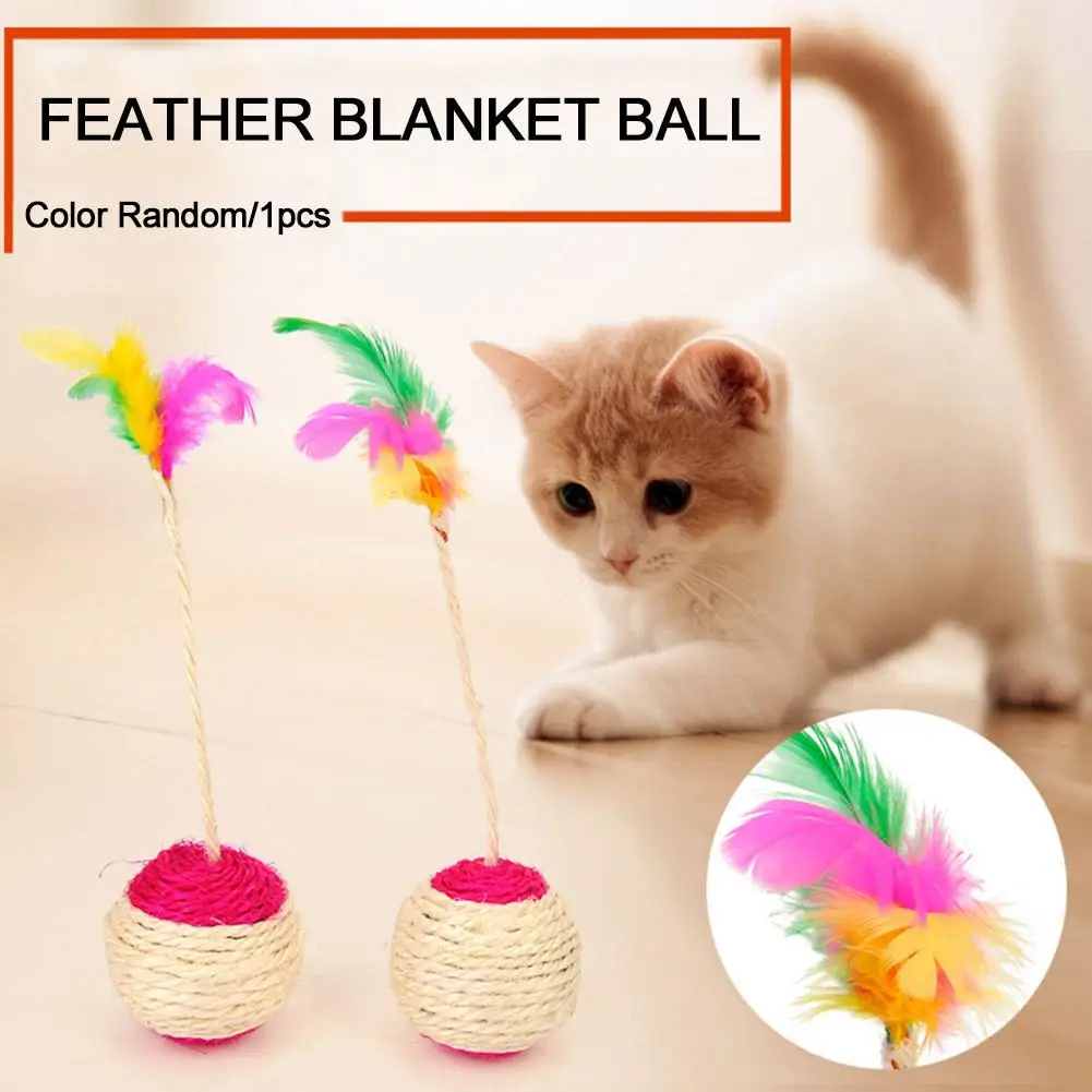 Pet Toy Cat Scratch Ball Training Interactive Toy Colorful Feather Blanket Ball For Kitten Pet Cat Supplies L6H6