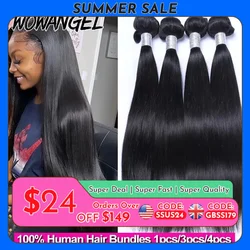 Wow Angel 28 30inch Bone Straight Human Hair Bundles 1/3/4 pieces 10A Peruvian Remy Hair Extensions Weave Bundles Virgin Hair