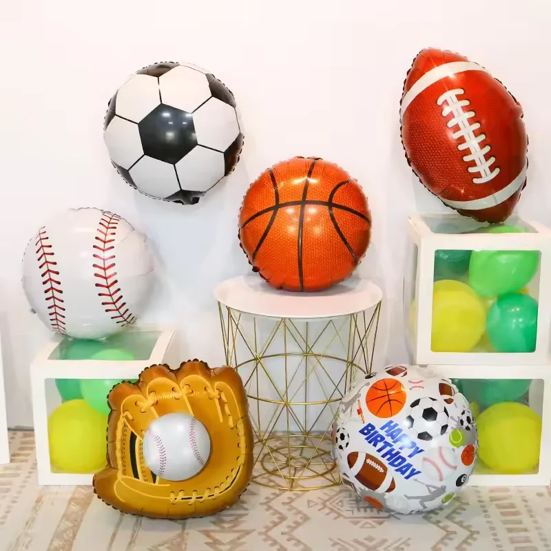 

Football Basketball Baseball Rugby Balls Foil Balloons Baby Shower Birthday Party Ball Sports Theme Decoration The Trophy Globos