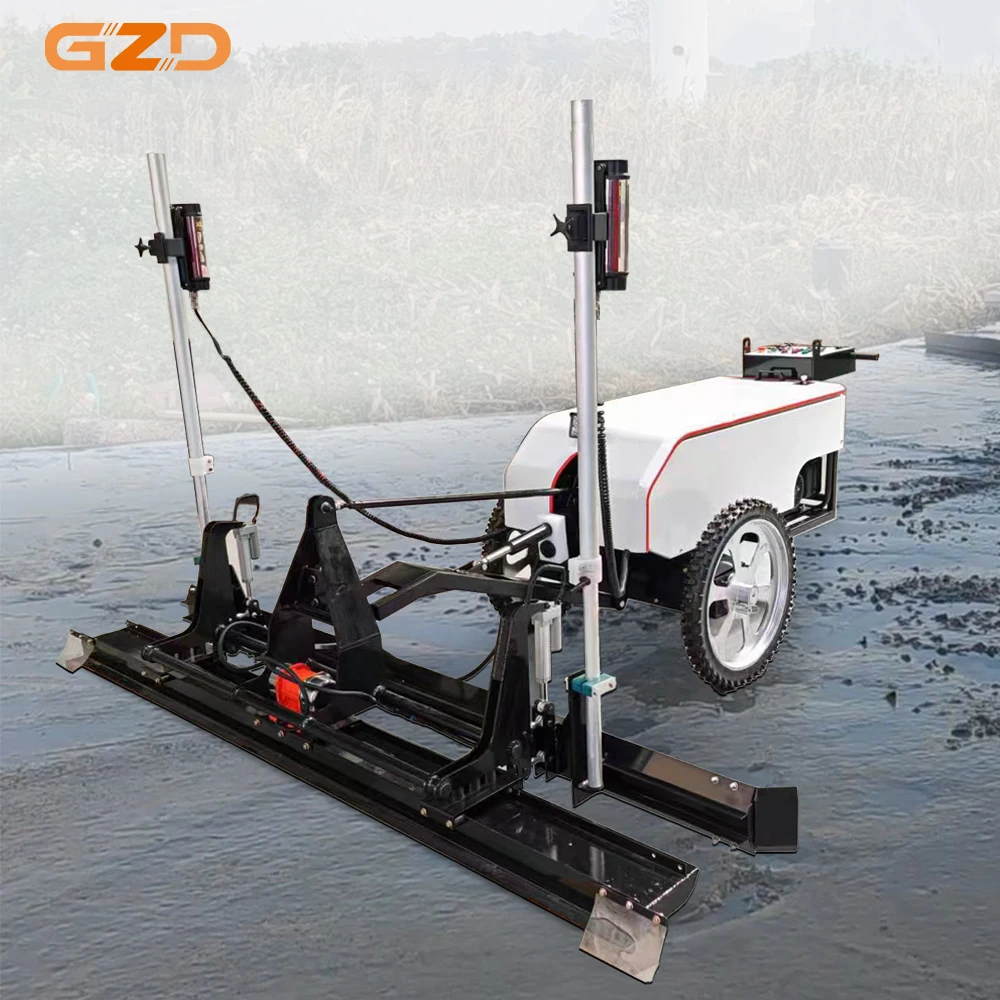 GZD 2.5m Concrete Tools Leveling Four Wheel Automatic Road Laser Screeding Vibrating Screeds Ride On Screed Machine