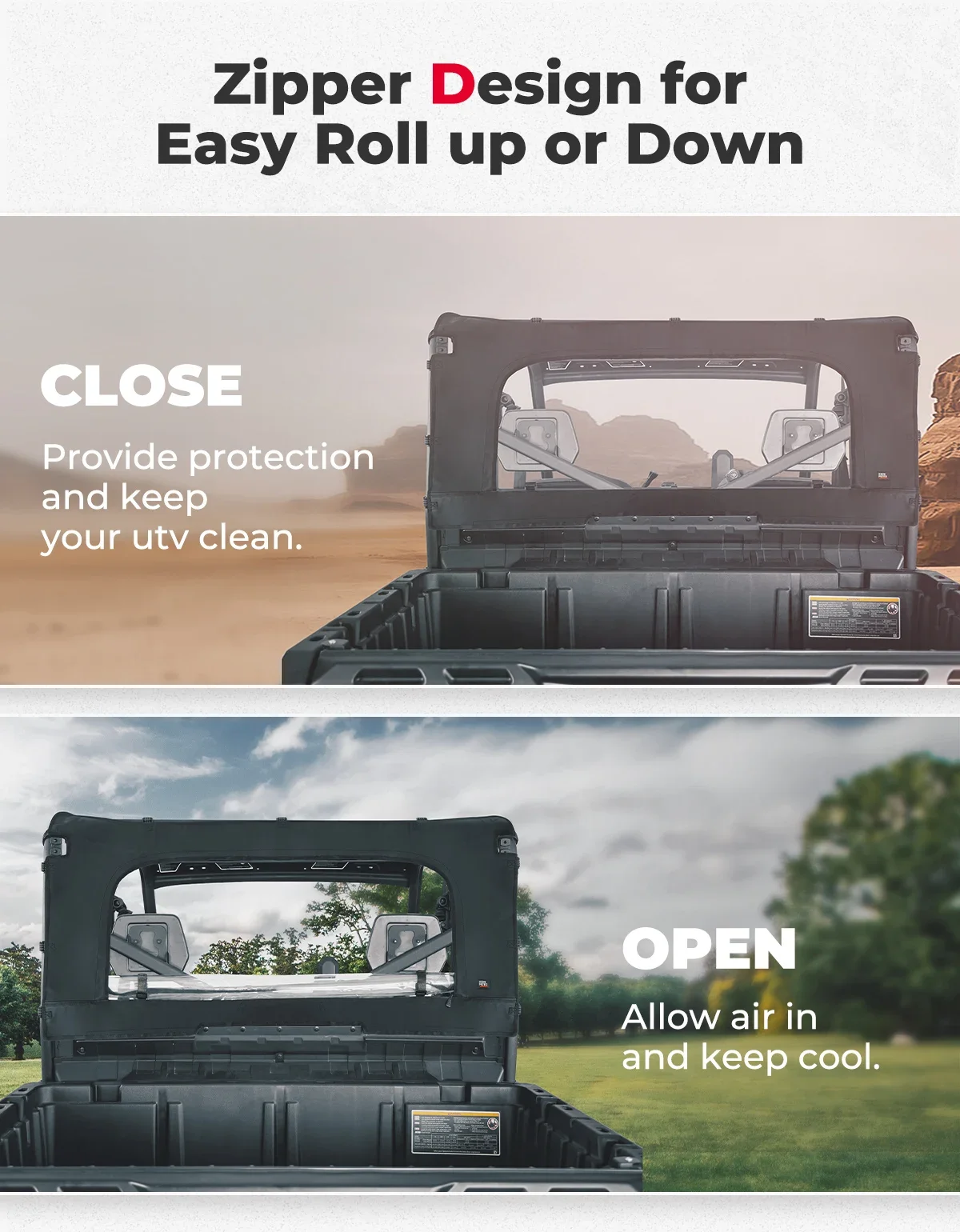 Soft Rear Windshield For Can-Am Defender HD 5/7/8/9/10 DPS XT XMR Max 2016-2024 PVC Full Windscreen Roll Up/Down Back Window
