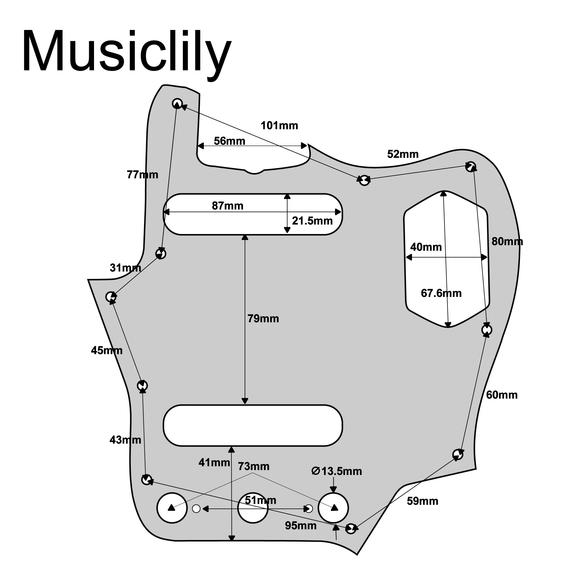 Musiclily Pro 빈티지 스타일 기타 픽가드, 펜더 아메리칸 재규어, 10 홀 65 60 년대