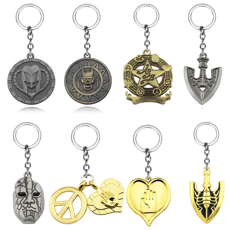 JOJOS BIZARRE ADVENTURE Keyring Kira Yoshikage Tie Keychain Key Ring KILLER QUEEN Bow Arrow Metal Key Chain Holder Kujo Jotaro