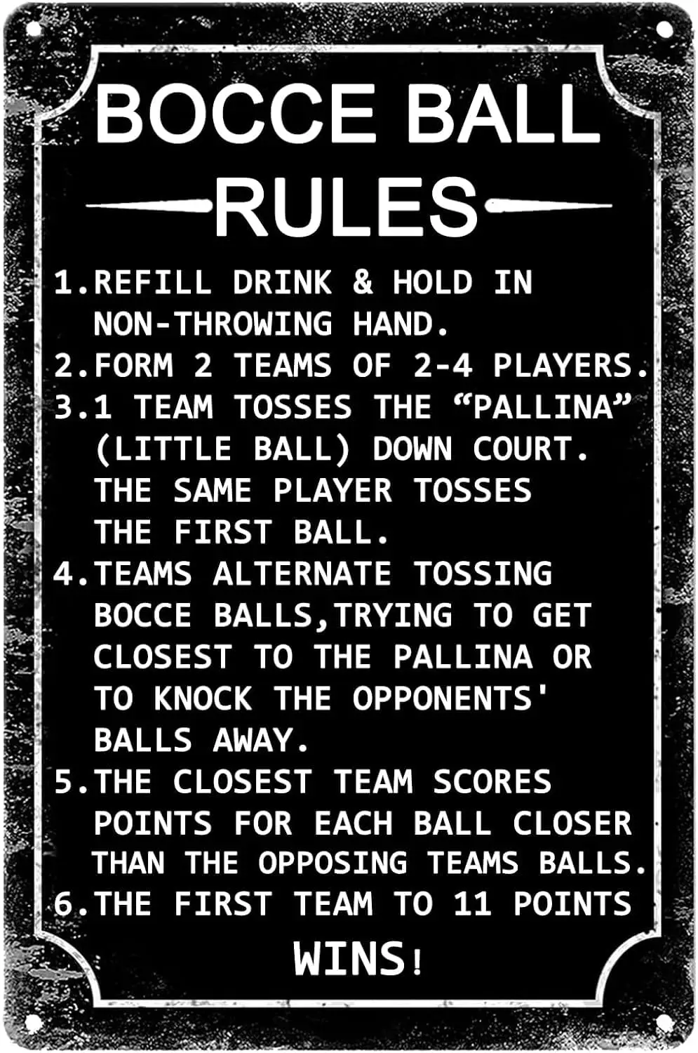 Funny Tin Sign Bocce Ball Rules Moden Metal Signs, Scoring Rules Poster Home Cafe Garage Man Cave Bar Rustic Decor For Men 5.5x8