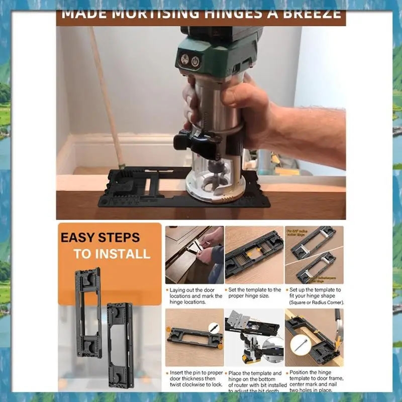 مجموعة أدوات تركيب المفصلات - باب تهزهز النجارة البلاستيكي لقالب المفصلي، وفتاحة الشق، والمحدد السريع - #5