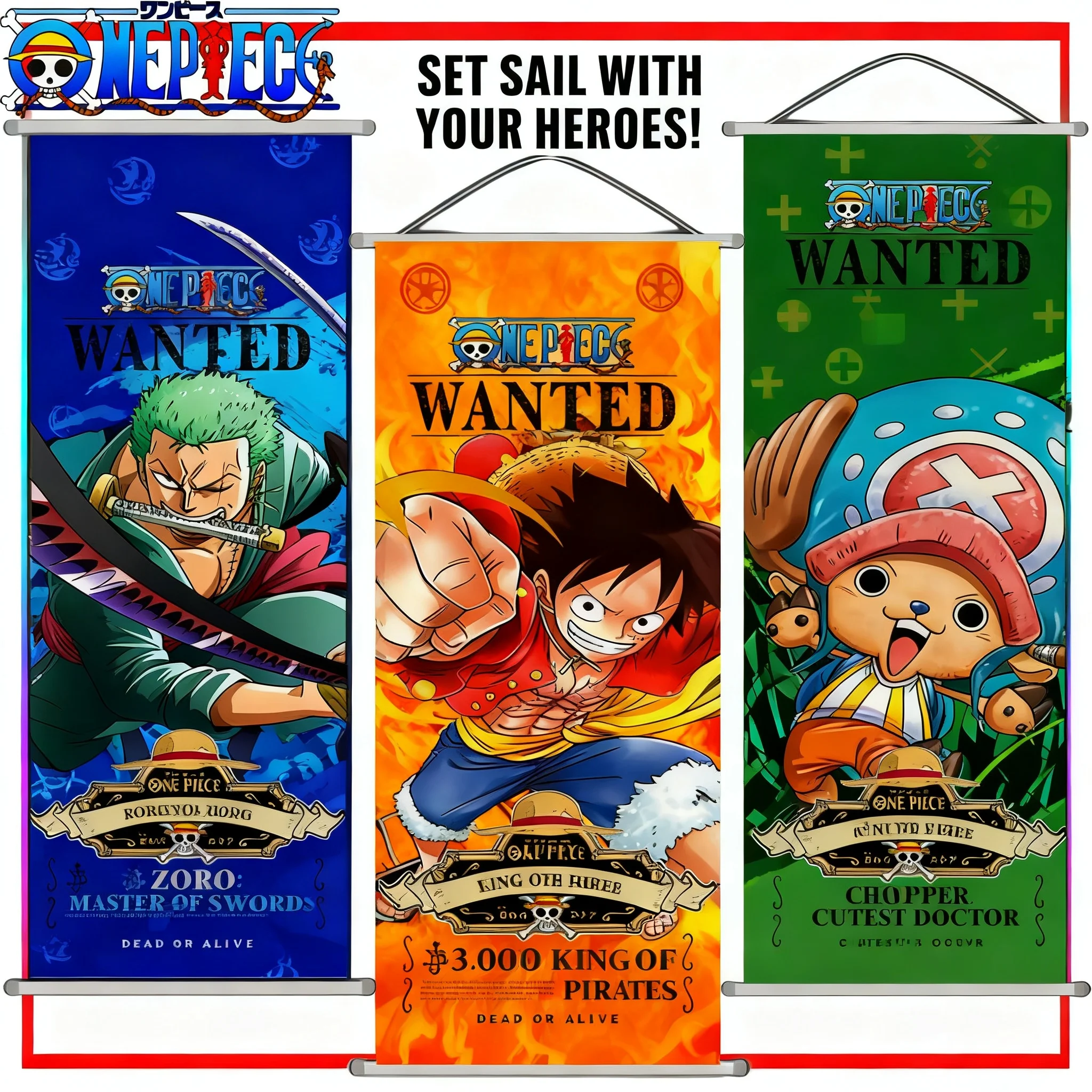One Piece Monkey D Luffy Long Wall Scroll Cartoon Poster Anime Merchandise New Room Decoration Holiday Gift
