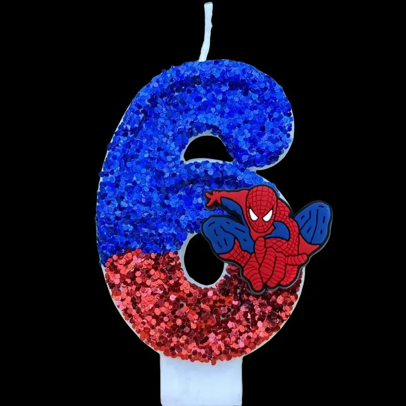 Супергерой Человек-Паук забавная фигурка свеча милый мультяшный узор 0-9 вечерние свечи на день рождения украшение торта детский праздничный подарок