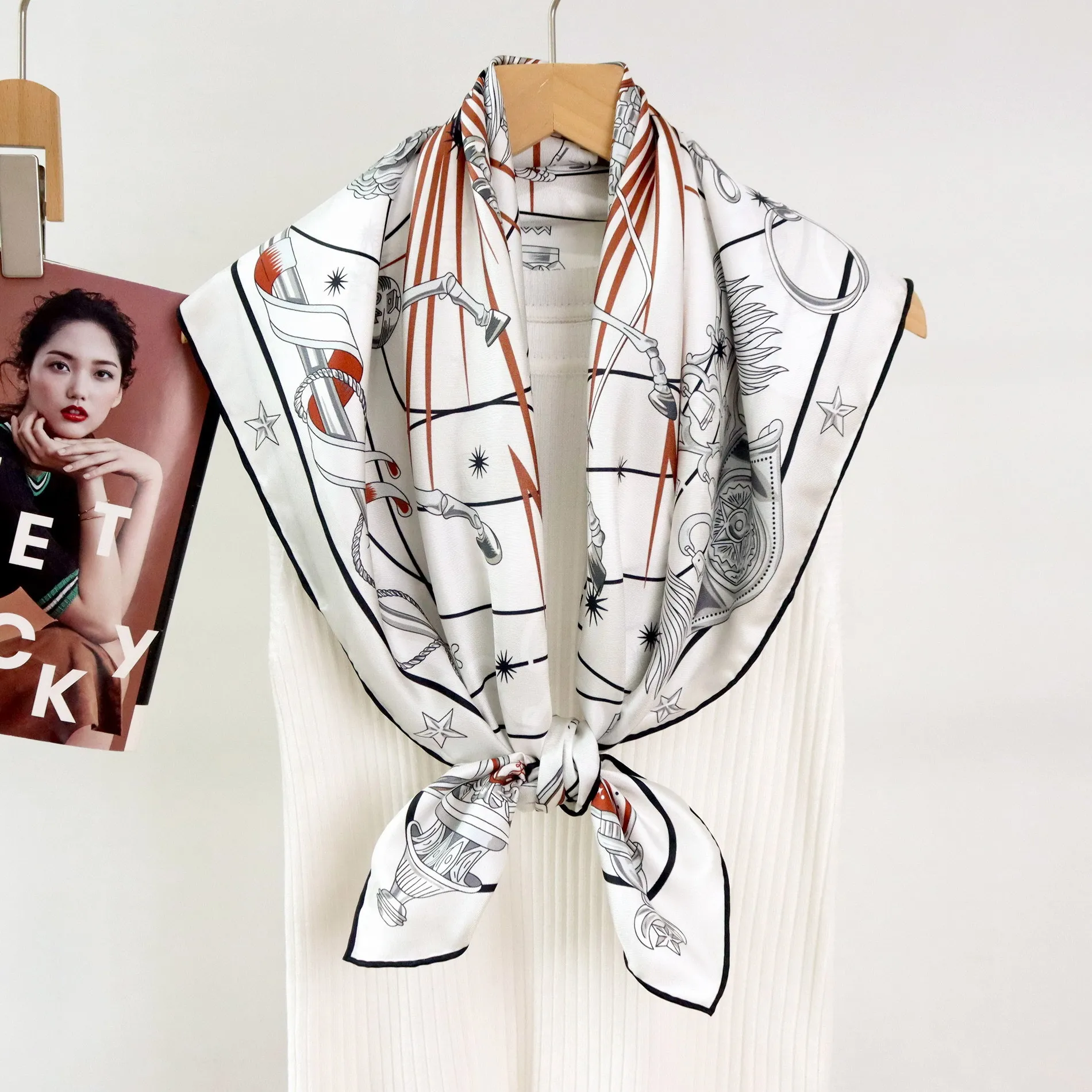 

Роскошный шелковый шарф 90 см, саржевые шали из шелковицы, банданы с ручными краями, женские аксессуары, украшения для сумки для волос на голову