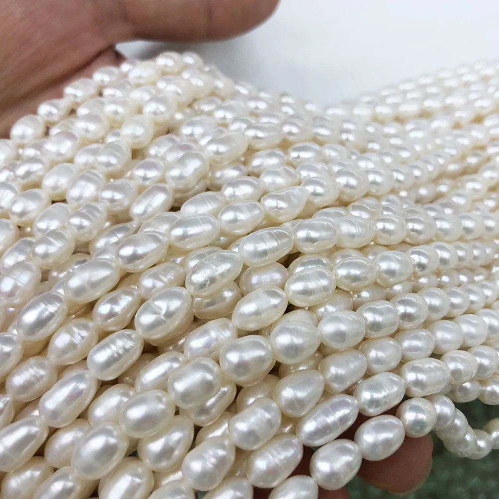 A+ 6-7mm Reisform Natürliche Süßwasserperle Lose Perlen für Schmuckherstellung Lieferungen DIY Halskette Armband Zubehör Großhandel – Detail 12