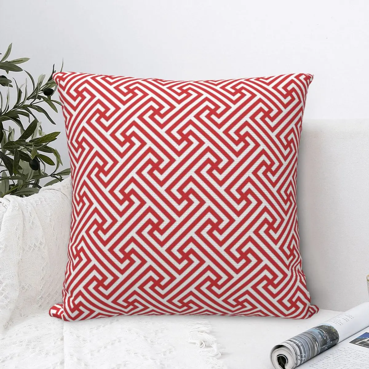 Pillow Cover Greek Stripes Graphic Cushion Cover Geometric Red Morden Pillow Case For Sofa Home Decorative Pillowcases