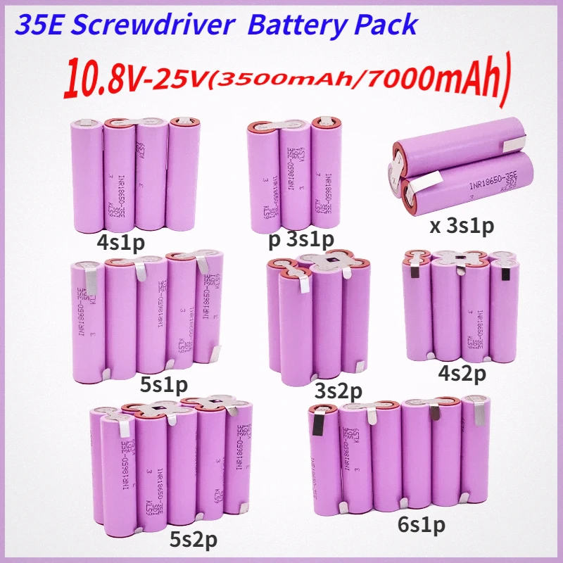 

20A 18650 35E 3500mAh 7000mAh 3S 4S 6S 8S 7,4 V 12,6 V 14,8 V 18V 25,2 V 29,6 V