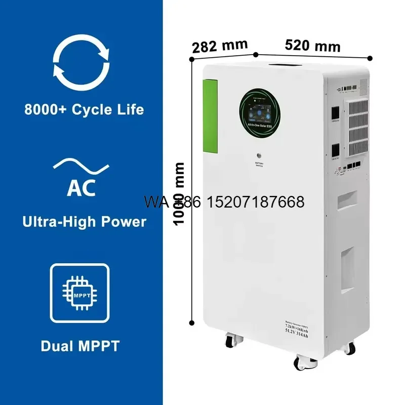 Wmwmnu 16kWh Solar Energy Storage All-in-One 7.2kW Off-Grid Lithium Battery Photovoltaic System AC 120V/240V