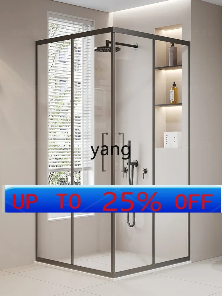 LTT right angle extremely narrow glass door simple partition bathroom household bath screen L type double door