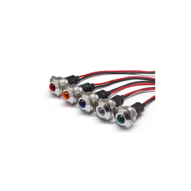 19mm Convex Light Indicator Single with 20cm Cable for Kitchen Equipment 12-24V Durable Signal Indicator for Appliances