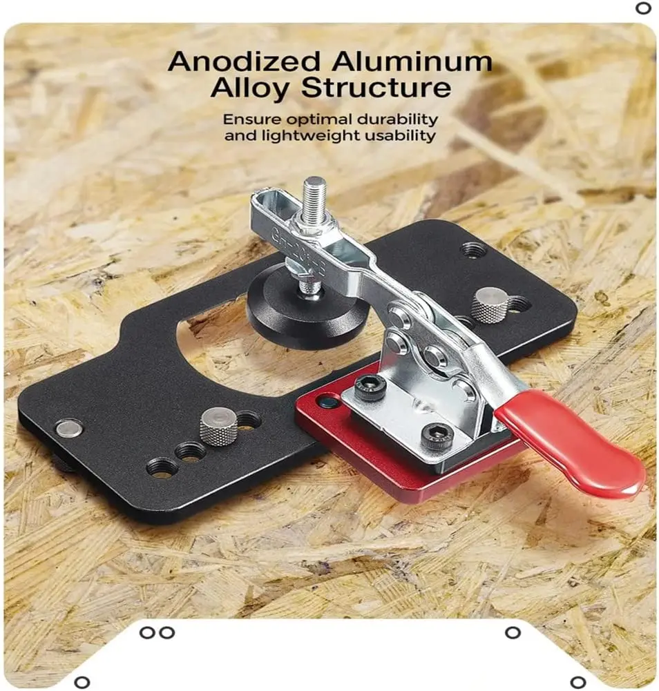 Allsome 35mm Concealed Hinge Jig Kit Woodworking Hole Drilling Guide Locator,Aluminum Alloy Hole Opener Tools Puncher Template