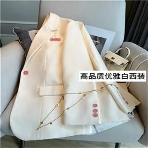 Pring 2023 New Style Temperament White Suit Coat Women\'s Fashion Casual Pink Button Casual Versatile Suit