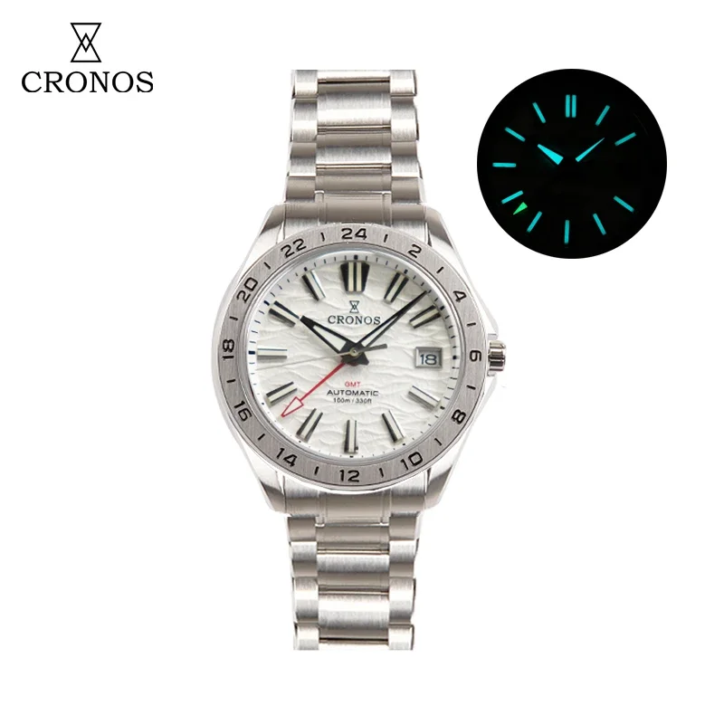 Cronos GS 39mm textura del desierto reloj mecánico para hombres NH34 pulsera mecánica automática de cristal de zafiro con burbujas cepilladas 10ATM L6029M