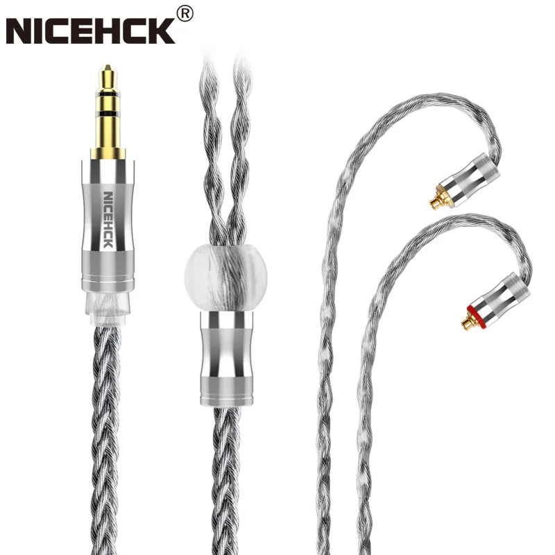 NiceHCK DarkJade 8 Strand Graphene Silver Plated OCC Earphone Cable Litz 3.5/2.5/4.4mm MMCX/0.78mm 2Pin For MK3 LZ A7 KXXS CIEM