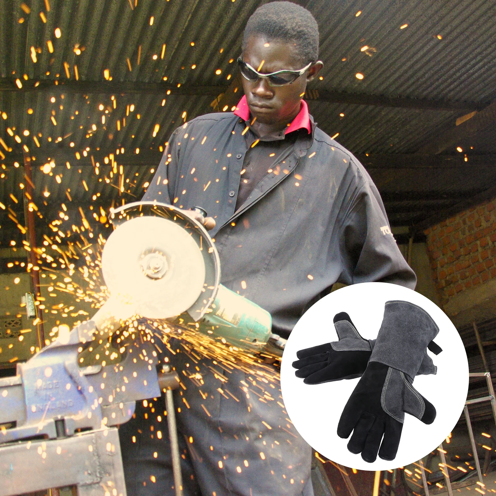 

Heat-resistant Fireproof Gloves Durable Long-length Protection for Forearm Wrist BBQ Welding Industrial Hand Gear