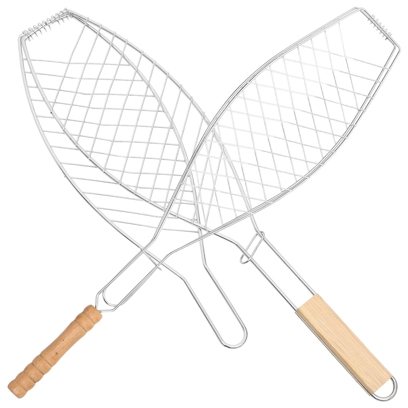 

2Pcs BBQ Grill Basket Durable Wire Frame Fish Barbecue Clip Thick Food Rack Vegetables Meat Tools Home Outdoor Gifts