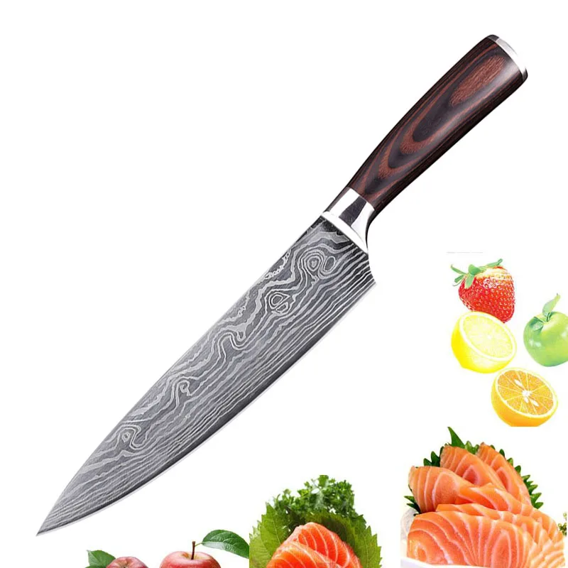 

Liang Da Kitchen Knife 8 Inch Chef Knives Sharp Stainless Steel Meat Cleaver Vegetabale Knife For Kitchen Colour Wood Handle