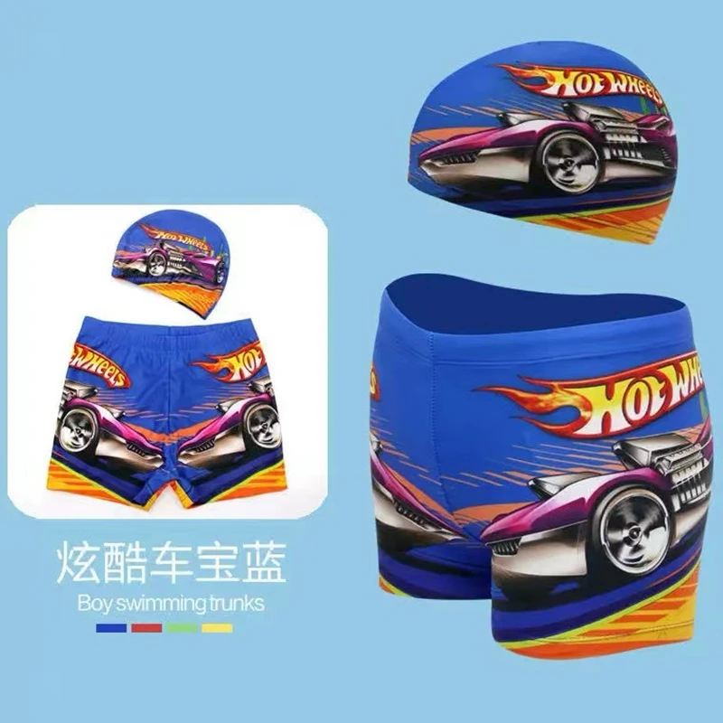 Baby Boys Swimwear Pants Kids Children Swimsuit Shorts Cartoon Pixar Cars Mickey Mouse Printed Toddler Swimming Trunks Cap Sets