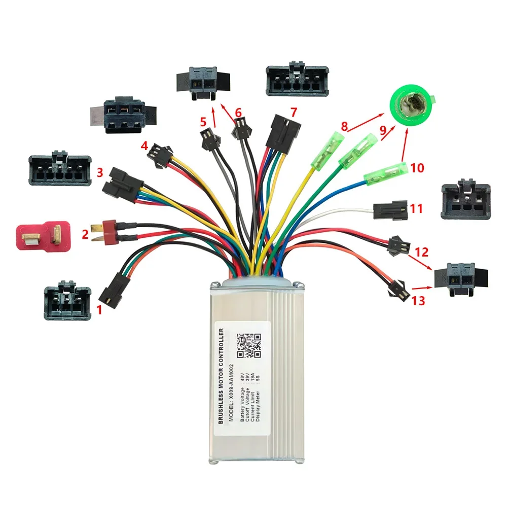 

Nulkomma X008-AAM002 48V E-bike Brushless Motor Controller 18A for 5S Protocol Electric Scooters MTB Fat Bikes Accessories