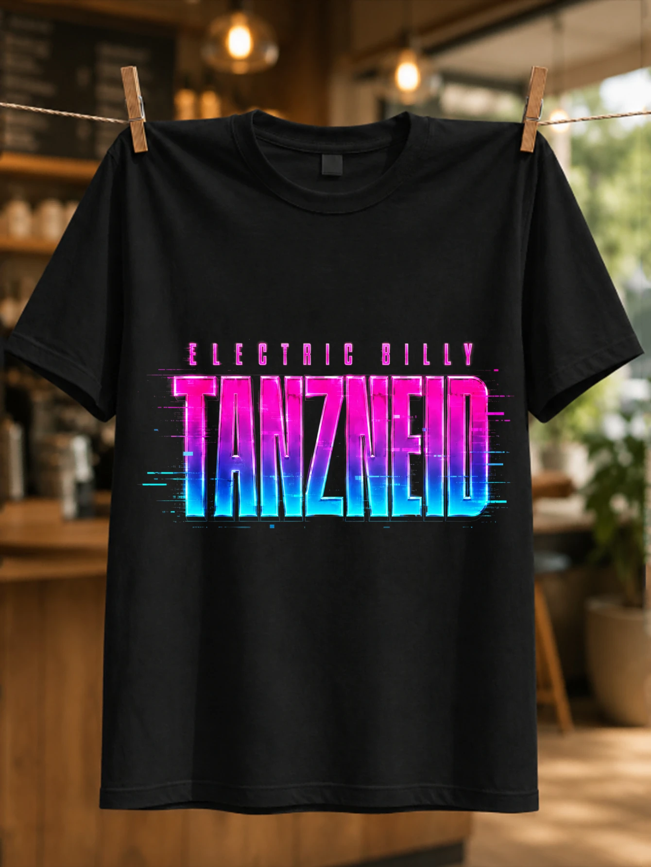 Camiseta Unisex con Diseño Retro Futurista de Billy Tanzneid, con Detalles de Rejilla Brillante, Estilo Neón para Discoteca, Unisex