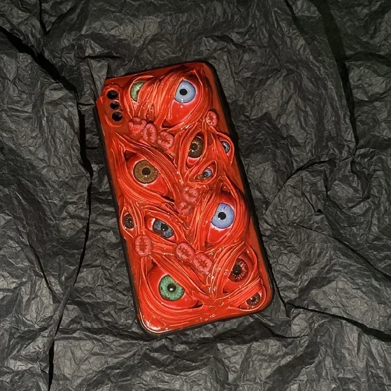 4038 Original Handmade Phone Case 3D Stereoscopic Bloody Cthulhu Eye Customized Horror Gothic Punk Dark Cthulhu Halloween Gift