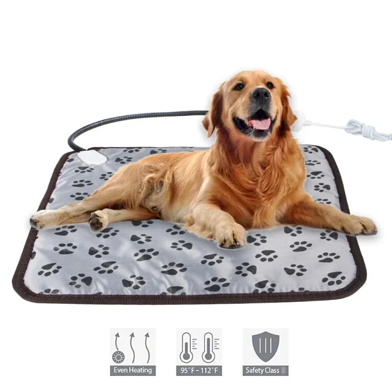 Dog Cat Electric Blanket Heating Pad Pet Bed Mat Waterproof Anti-Bite Adjustable Temperature Chair Cushion