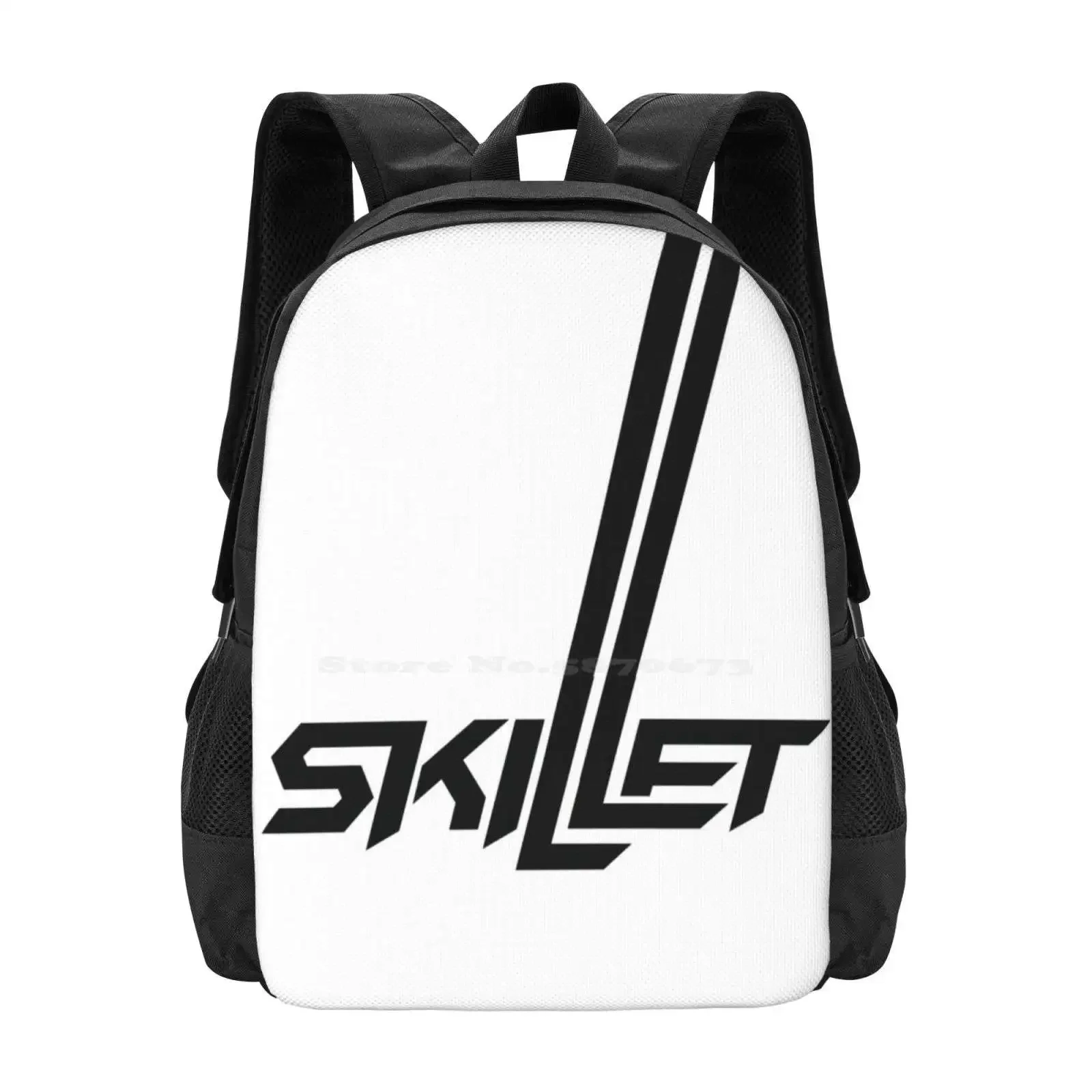 

Skillet I. Hot Sale Backpack Fashion Bags Skillet Skilet Music Band Logo Name Black Text White Quote