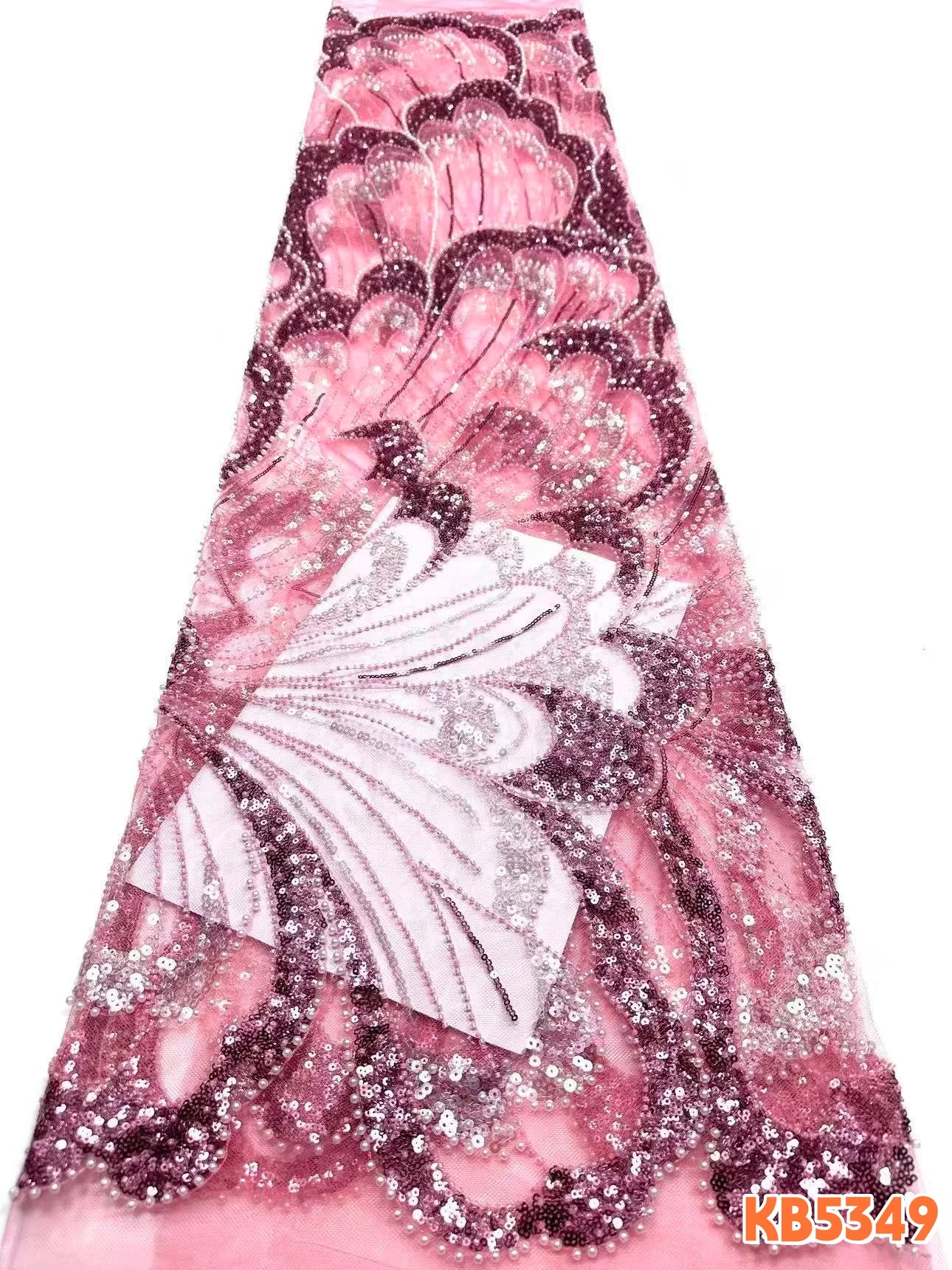 

Темно-синяя ткань с бисером и пайетками, французское сетчатое кружево, нигерийская кружевная ткань, 5 ярдов для пошива свадебных платьев, африканская сетка KB5349