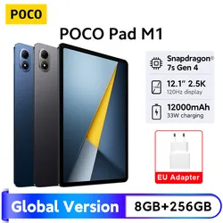New POCO Pad M1 Global Version Tablets Snapdragon® 7s Gen 4 12000mAh Battery 12.1’’ 2.5K display 8MP camera 33W charging