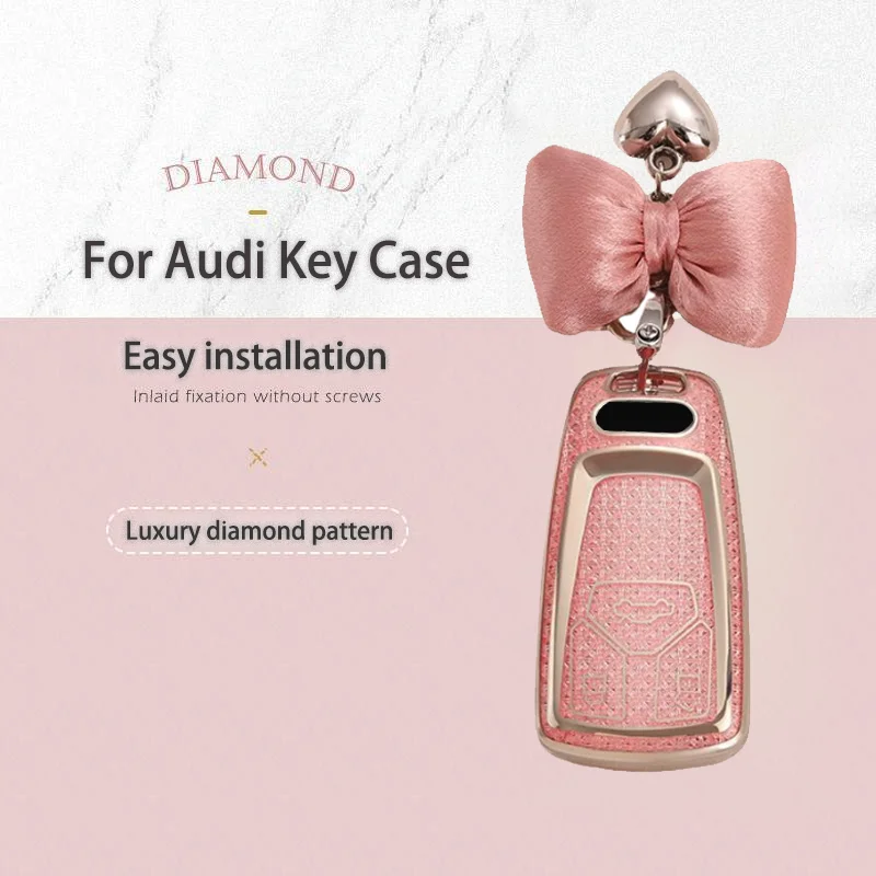 الفاخرة الماس نمط بولي يوريثان لأودي A4 A4L Q5 Q5L A3 Q7 TT TTS 8S B9 2023 2024 البعيد مفتاح السيارة غطاء المفاتيح الملحقات