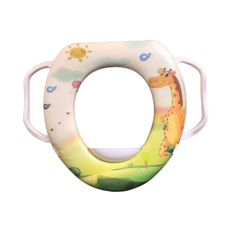 عبوة مقاعد تواليت للأطفال، أنماط كرتونية متنوعة، مادة PVC ناعمة، مع مقابض، لتدريب قعادة الأطفال الصغار