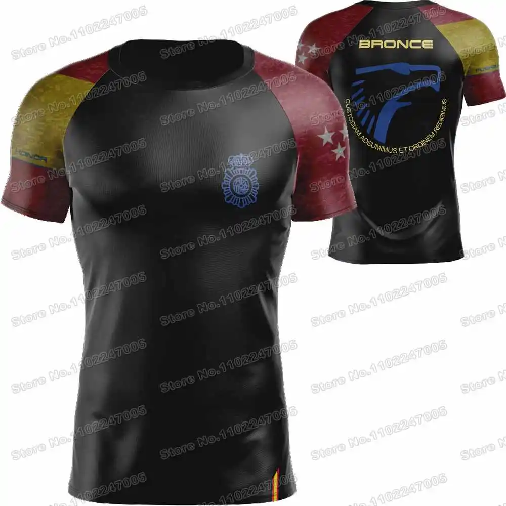 2023 Spanish UPR Bronze Madrid National Police T Shirt Men Outdoor Tech Shirts MTB Clothing Training Tops Fitness Jersey Running