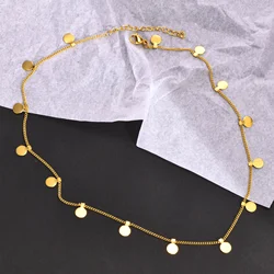 Zarte kleine Mehrfach münzen Scheiben kette für Frauen, goldfarbener Edelstahl wasserdicht