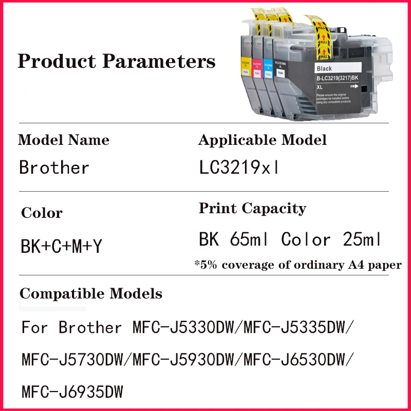 1Set LC3219XL LC3219 LC3217 LC3217XL Ink Cartridge with Chip for Brother MFC-J5330DW J5335DW J5730DW J5930DW J6530DW J6935DW