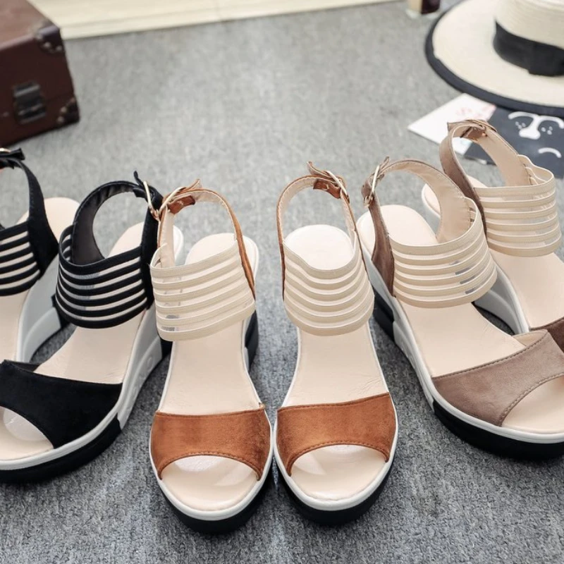 2023 New Fashion Wedge Women\'s Shoes Casual High Heels Fishbill Sandals Deluxe Sandals