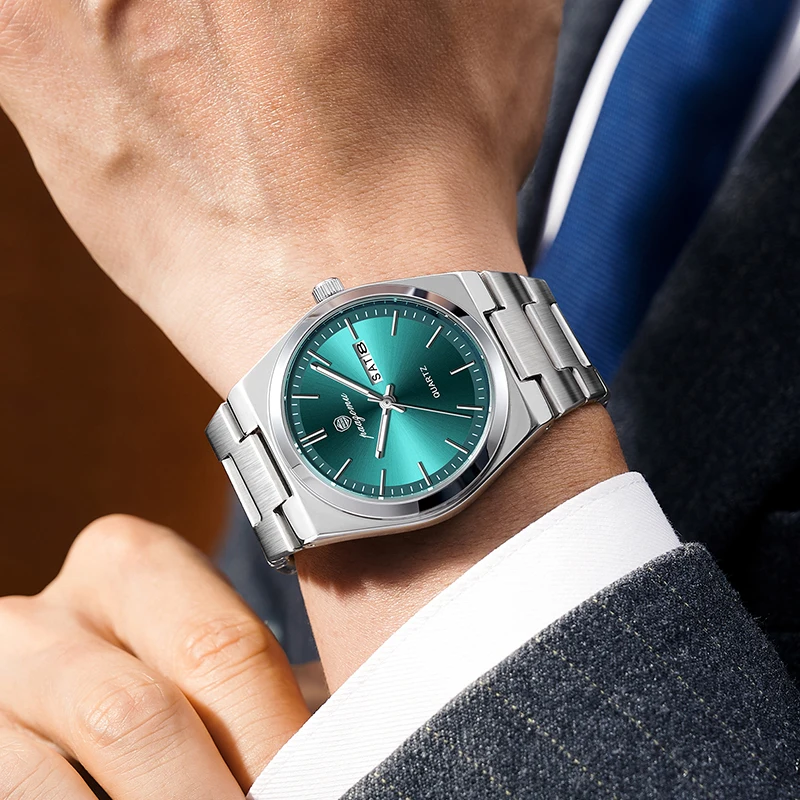 PAAZOMU Top Brand Luxury Men Quartz Watches Original Watch for Man Waterproof Luminous Date Week Stainless Steel Wristwatch Male