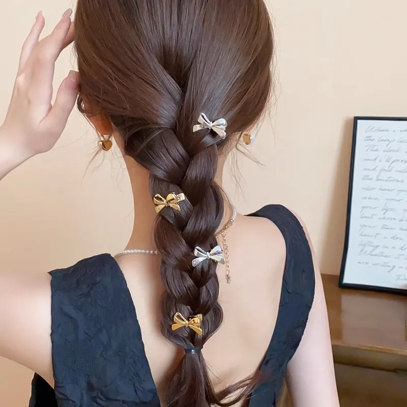 1 قطع الأزياء الفضة اللون القوس دبابيس الشعر لطيف حجم صغير Bowkont ذيل حصان حامل فتاة الانفجارات المشابك #6