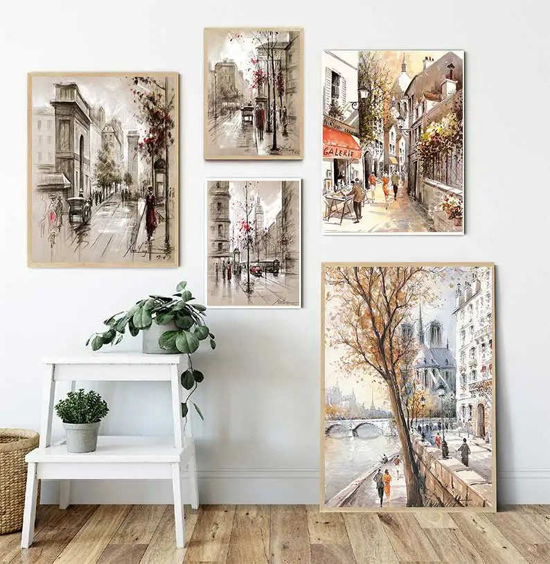 Leinwandgemälde, Heimdekoration, HD-Drucke, Poster, abstrakte Stadtstraßen-Landschaftsbilder für Wohnzimmer, Wandkunst, Rahmen