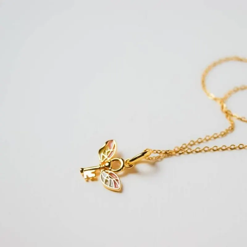 بسيطة الذهبي أجنحة ملونة مفتاح سلسلة بدلاية قلادة الإبداعية الكرتون الملاك الجناح اليدوية محظوظ مجوهرات هدية عيد ميلاد #4