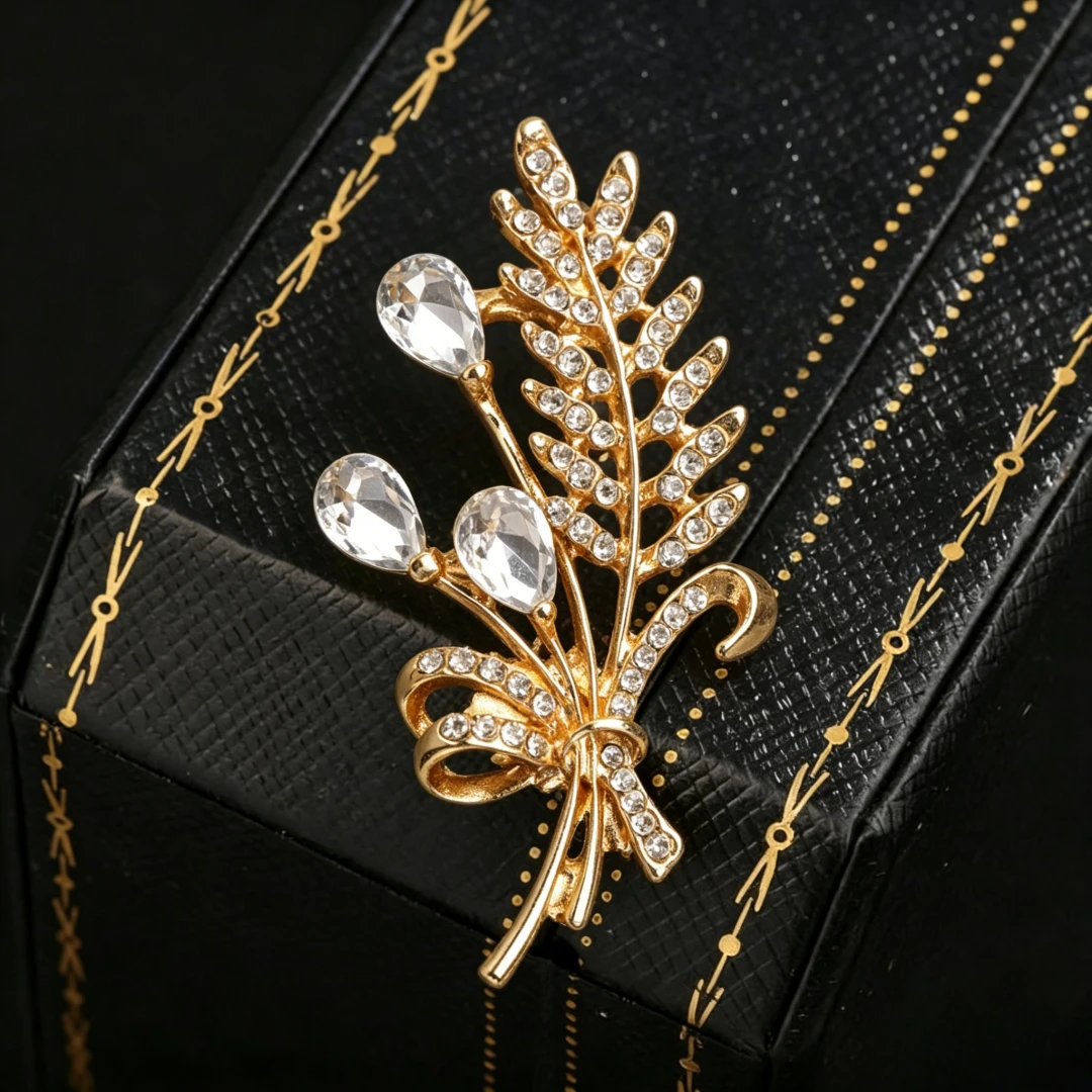 Baroque Luxury Wheat Ear Design Brooch for Men and Women, Jewelry and Accessories, Surprise Gifts for Weddings, Holidays,Parties view 5