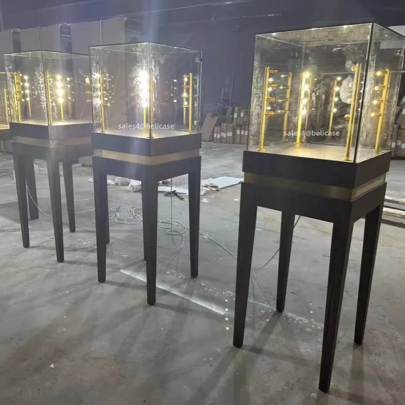 

2025customized. jewelry stainless steel glass display showcases with light jewellery shop counter display cabinet jewelry store