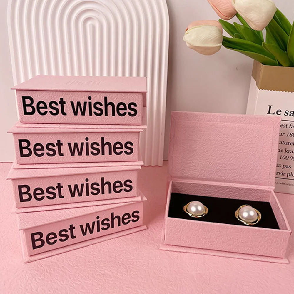 Ins Style Jewelry Box Ring Earrings Necklace Storage Display Portable Thick Paper Gift Box Book Jewelry Organizer Box for Travel